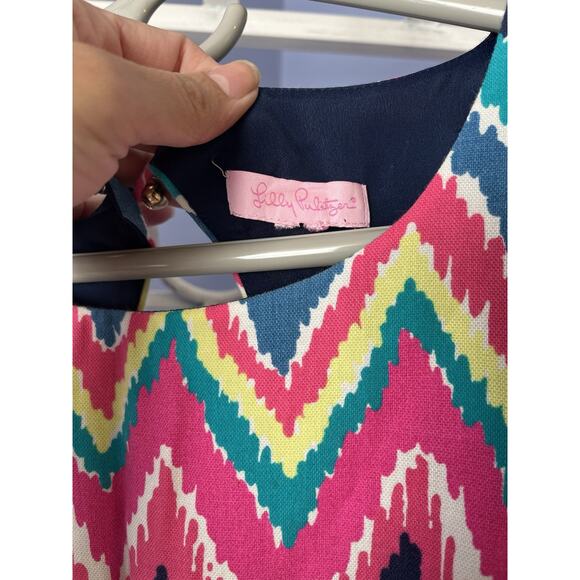 Lilly Pulitzer Womens Multi-Color Chevron Kirkland Hearts a Flutter Dress Size 8 - Picture 2 of 4